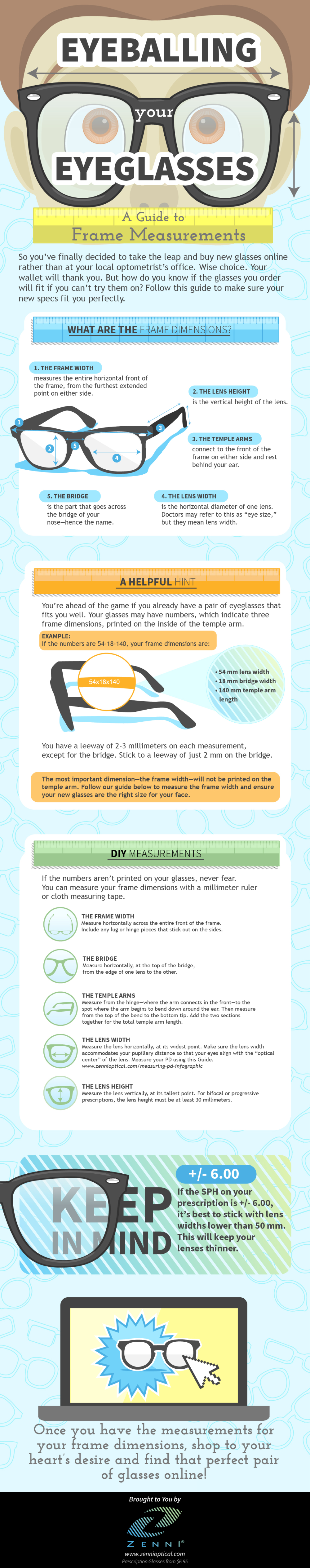  How to Measure Your Eyeglass Frames Size Infographic | Zenni Optical 